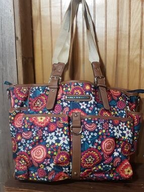 Lily Bloom Totebag Diaper Bag Adjustable Straps Like New Condition Colorful
